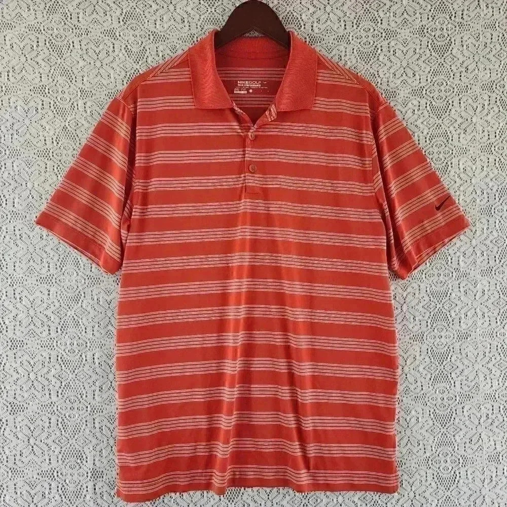 💥   Nike Golf Striped Short Sleeve Polo Golf Shirt Men's L